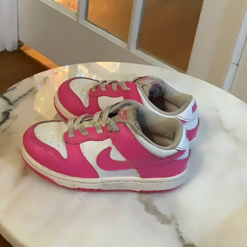Kids Pink and White Low-Top Sneakers